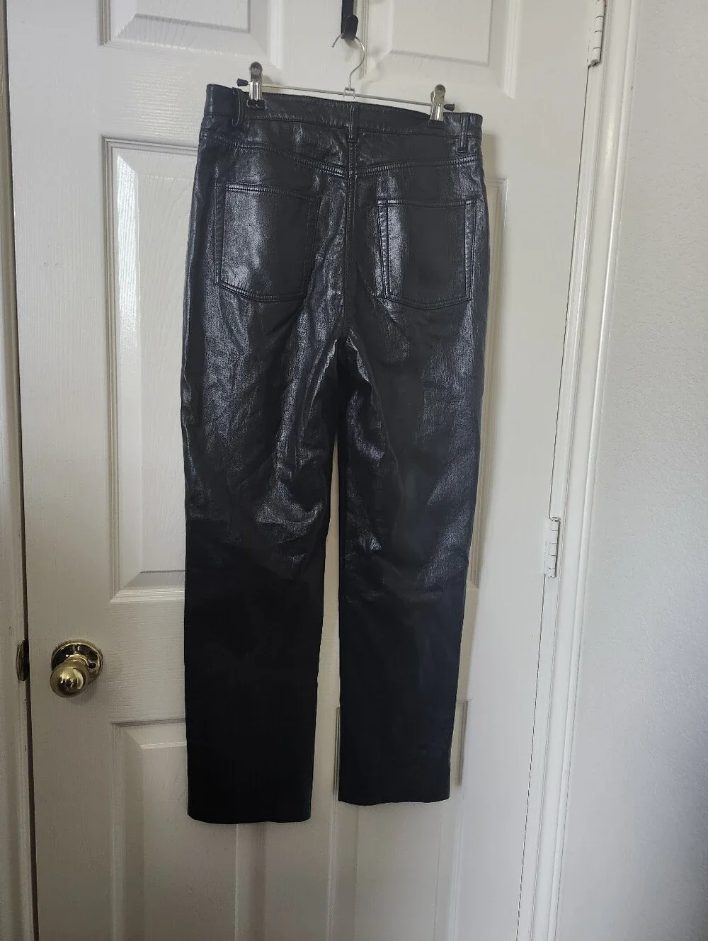 Aritzia Wilfred Melina Black Faux Leather Straight-Leg Pants
